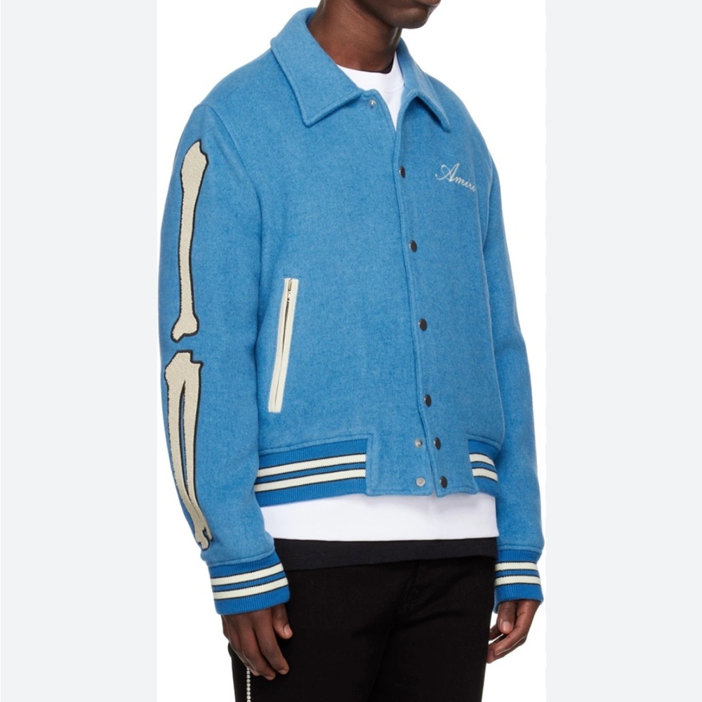 AMIRI Blue & White Varsity Jacket size size 40 - Large